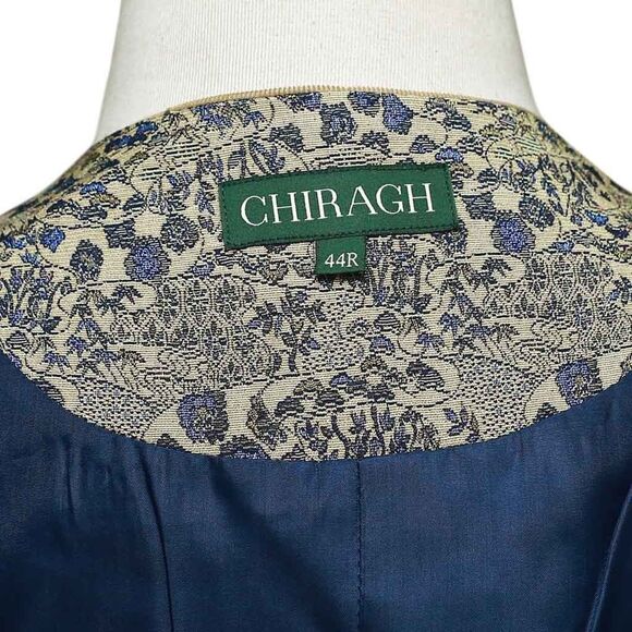 Mens Floral Vest 44R Yellow Blue Jacquard Waistcoat Formal Wedding Groom Party - Picture 3 of 9